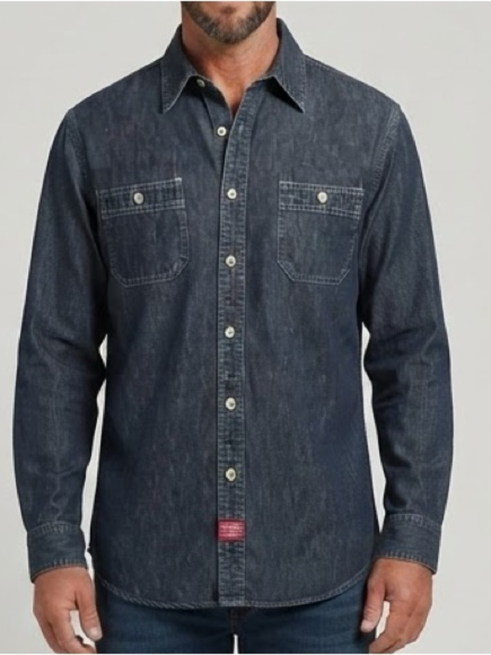 Guess Men's Dark Indigo Button-Down Denim Shirt